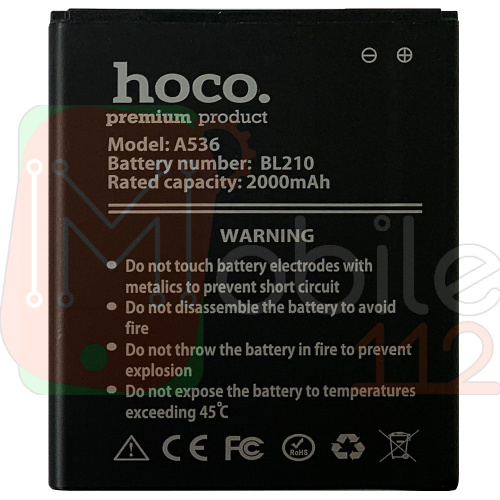 Акумулятор Lenovo BL210 оригінал HOCO S650 S820 S696 A536 A658T A656 A750E A770E 2000mAh