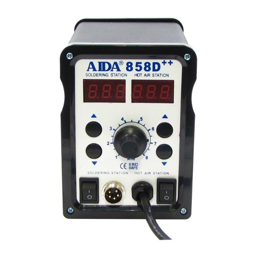 Паяльна станція Aida 858D++ безкомпресорна, фен, паяльник з нагрівальним елементом Hakko фото 3