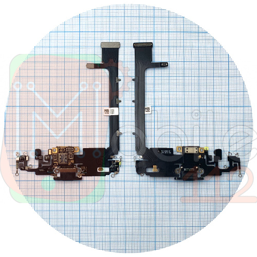 Шлейф Apple iPhone 11 Pro Max з роз'ємом зарядки та мікрофоном (чорний)
