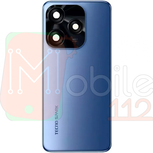 Задня кришка Tecno Spark 10C (синя зі склом камери)