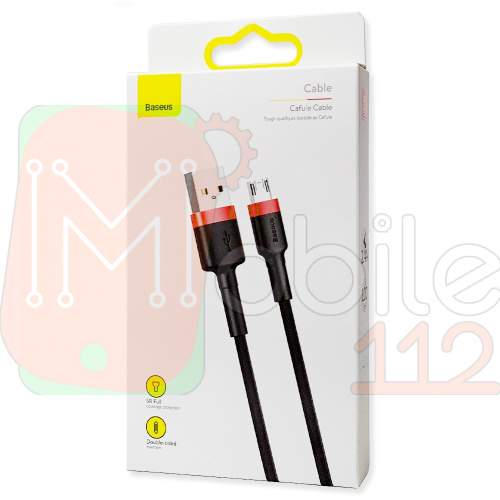 Кабель зарядки Baseus Cafule Cable USB to Micro USB 2.4A 1м (CAMKLF-B91) чорно-червоний