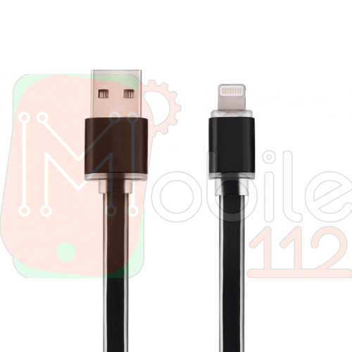 Кабель зарядки Noodle (Локшина) USB - Lightning 1м 2 А (чорний) фото 2