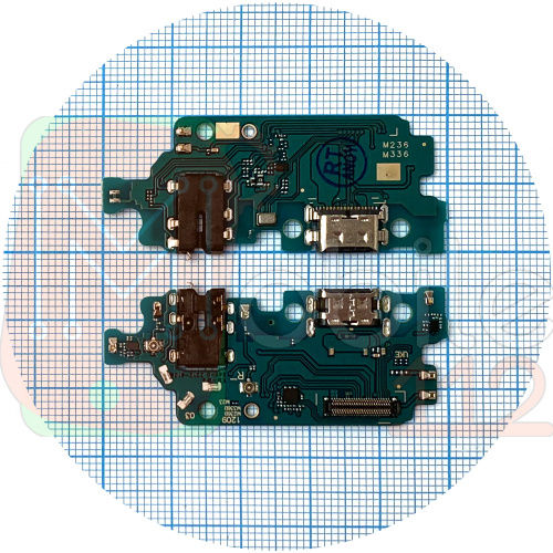 Шлейф Samsung Galaxy M23 M236B, M33 M336B с разъемами зарядки и наушников, микрофоном - нижняя плата (AAA)