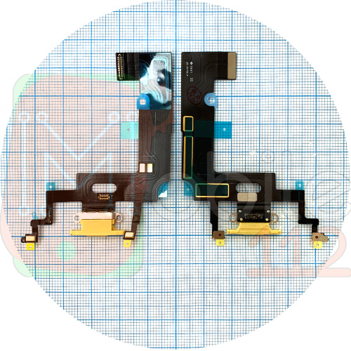 Шлейф Apple iPhone XR с разъемом зарядки и микрофоном (желтый AAAA)