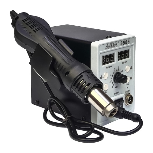 Паяльна станція Aida 8586, фен, паяльник з нагрівальним елементом Hakko, цифрова індикація фото 3