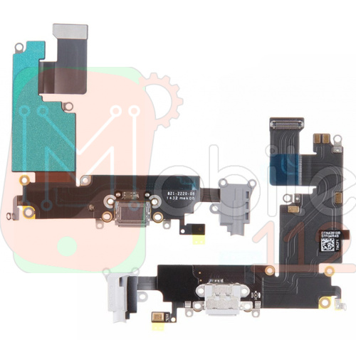 Шлейф Apple iPhone 6 Plus с разъемом зарядки, наушников и микрофоном (серый оригинал Китай)