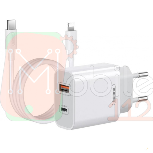 Зарядний пристрій Remax RP-U68 USB/Type-C 20W+ кабель Type-C-Lightning (біле)