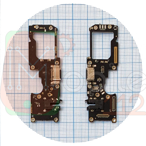 Шлейф Oppo Reno7 CPH2363 с разъемом зарядки, наушников и микрофоном - нижняя плата (AAA)
