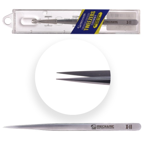 Пінцет Mechanic X-11 прямий гострий, антистатичний, 140 мм
