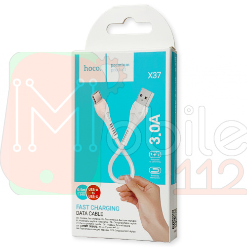 Кабель зарядки Hoco X37 Cool power USB Type C 3A 0,5 м, белый