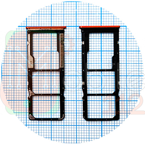 Тримач SIM карти Xiaomi Redmi 9T, Poco M3 (помаранчевий на 2 SIM + MicroSD)