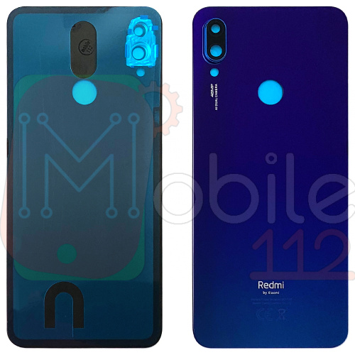 Задняя крышка Xiaomi Redmi Note 7 m1901f7g, Redmi Note 7 Pro m1901f7s (синяя оригинал Китай со стеклом камеры)