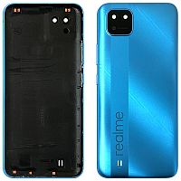 Задняя крышка Realme C11 2021 RMX3231 (синяя оригинал Китай со стеклом камеры)