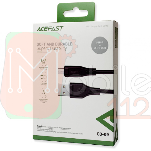 Кабель зарядки AceFast C3-09 2.4A USB to Micro 1.2 м чорний