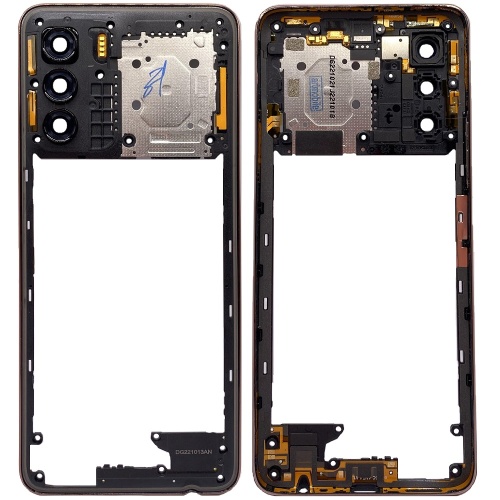 Рамка корпусу Infinix Zero 5G 2023 (помаранчева зі склом камери)