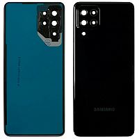 Задня кришка Samsung Galaxy A22 4G A225F (чорна оригінал Китай зі склом камери)