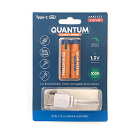 Акумулятори Quantum ААА Type-C 2 шт з кабелем зарядки USB - Type C Li-ion 550mAh