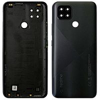 Задняя крышка Realme C21 RMX3201 (черная оригинал Китай со стеклом камеры)