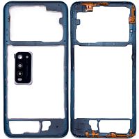 Рамка корпуса Vivo Y30, Y50 (голубая со стеклом камеры)