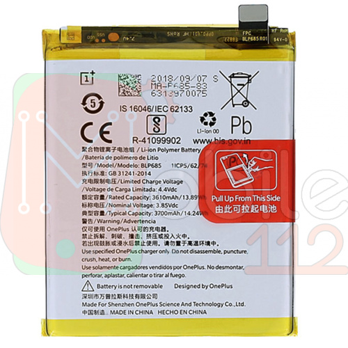 Акумулятор OnePlus 6T BLP685, Oneplus 7 GM1903 оригінал Китай A6010 A6013 3700 mAh