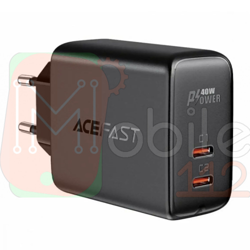 Сетевой адаптер AceFast A9 PD40W USB-C + USB-C (черный)