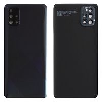 Задня кришка Samsung Galaxy A71 2020 A715F (чорна оригінал Китай зі склом камери)