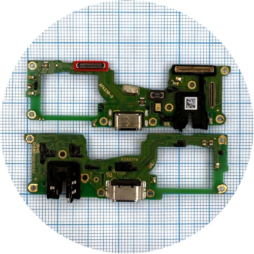 Шлейф Oppo A74 4G, A94 5G, A95 5G з роз'ємами зарядки, навушників та мікрофоном - нижня плата (оригінал Китай)