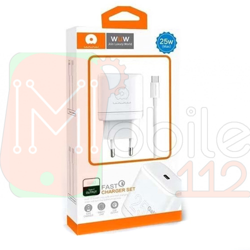 Зарядний пристрій WUW-T60 25W Type-C-Type-C (біле) фото 2