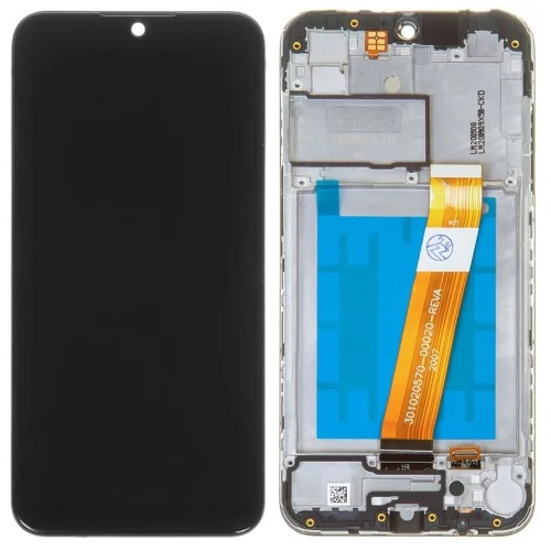 Дисплей Samsung Galaxy A01 A015, M01 M015 з тачскріном (вузький роз'єм оригінал 100% Service Pack з рамкою)