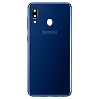 Задня кришка Samsung Galaxy A20 2019 A205F (синій оригінал Китай зі склом камери)