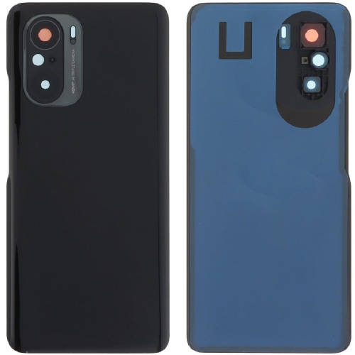 Задня кришка Xiaomi Poco F3, Redmi K40 (чорна зі склом камери - логотип Poco)