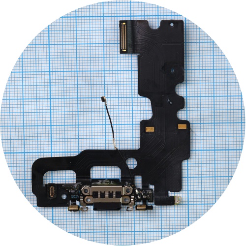 Шлейф Apple iPhone 7 з роз'ємом зарядки, навушників та мікрофоном (чорний оригінал 100%)