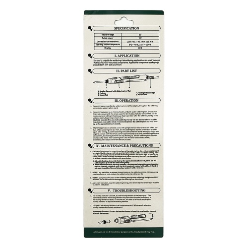 Паяльник WEP 947 USB портативний з підставкою (живлення від USB 5V, 9W, t 500 гр C) фото 7