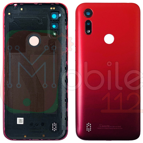 Задняя крышка Motorola Moto E6s 2020 XT2053  (красная оригинал Китай со стеклом камеры)