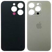 Задняя крышка Apple iPhone 15 Pro (серая Natural Titanium с большим отверстием)