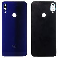 Задняя крышка Xiaomi Redmi Note 7 m1901f7g, Redmi Note 7 Pro m1901f7s (синяя со стеклом камеры)