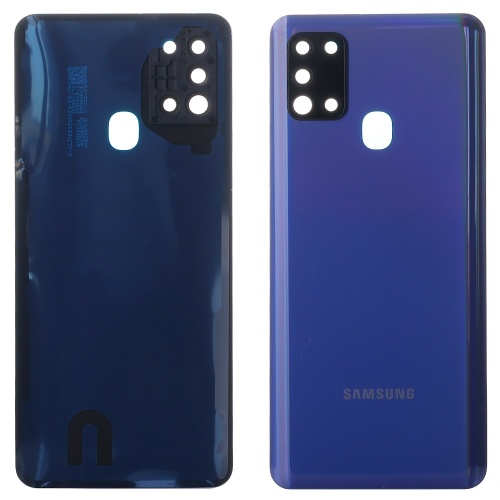 Задня кришка Samsung Galaxy A21s A217F (синя оригінал Китай зі склом камери)