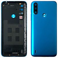 Задняя крышка Motorola Moto E7 Power, E7i Power XT2097 (синяя оригинал Китай)