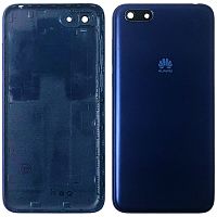 Задня кришка Huawei Y5 2018 DRA-L21 LX3, Y5 Prime 2018 DRA-LX2 (синя зі склом камери)