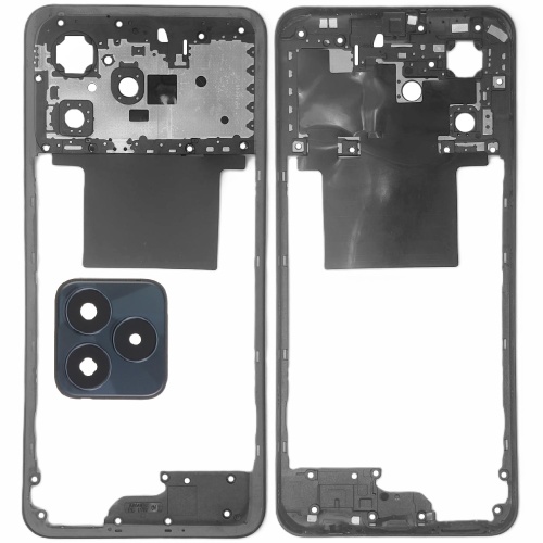 Рамка корпусу Realme C53 RMX3760 (чорна зі склом камери)