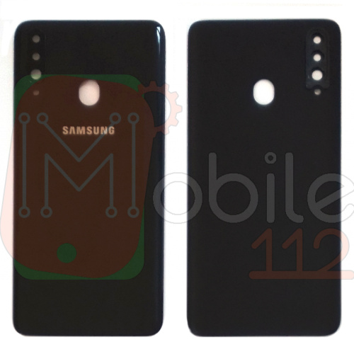 Задня кришка Samsung Galaxy A20s 2019 A207F (чорна зі склом камери)