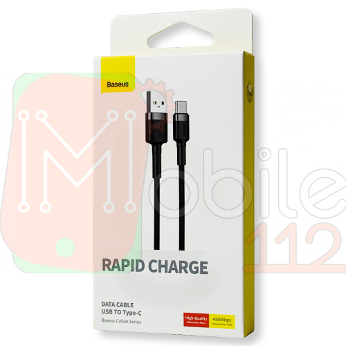 Кабель зарядки Baseus Cafule USB - Type C 3A 1м CATKLF-BG1 CATKLF-B91 чорно-сірий