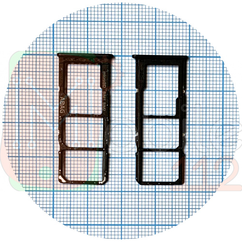 Держатель Sim карты Samsung Galaxy A21s A217F (черный на 2 Sim + Micro SD)