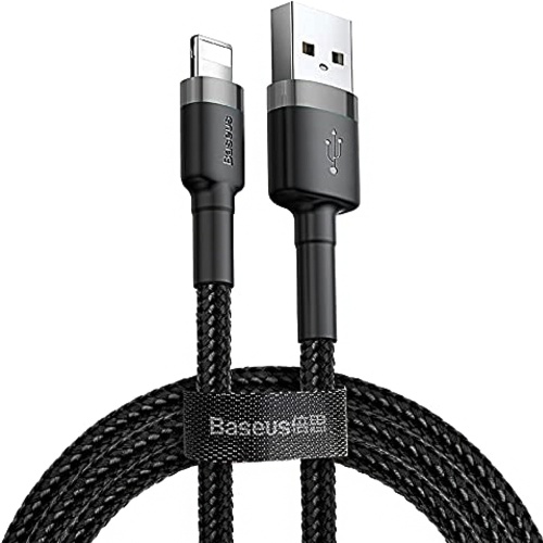 Кабель зарядки Baseus Cafule USB A - Lightning 2.4A 1м Чорно-сірий (CALKLF-BG1) Кабель зарядки Baseus Cafule USB A - Lightning 2.4A 1м Чорно-сірий (CALKLF-BG1)