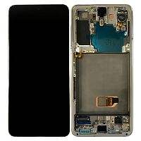 Дисплей Samsung Galaxy S21 5G G991B + тачскрин (оригинал 100% в серебристой рамке)