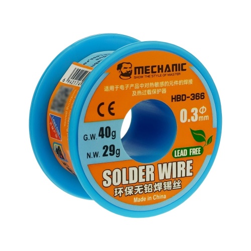 Припой Mechanic HBD-366 0,3 мм, 40 гр, Sn 99,3%, Bi 0,7%