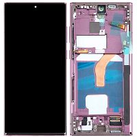 Дисплей Samsung Galaxy S22 Ultra 5G S908 з тачскріном (OLED Small Glass з бордовою рамкою)