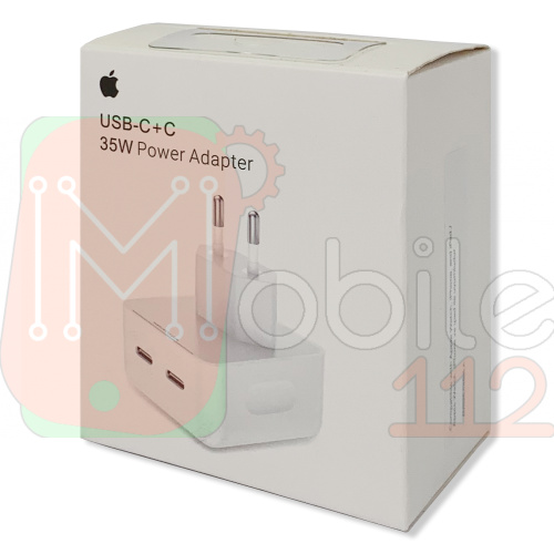 Мережевий адаптер Apple iPhone Power Adapter 35W 2 USB-C MHJE3ZMIA 1:1 с лого