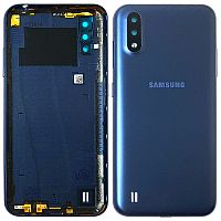 Задняя крышка Samsung Galaxy A01 A015F (синяя оригинал Китай со стеклом камеры)