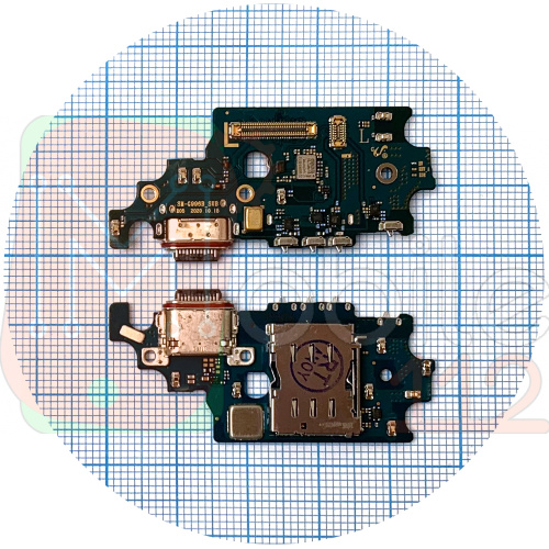 Шлейф Samsung Galaxy S21 Plus 5G G996B с разъемами зарядки и Sim-карты с микрофоном (оригинал Китай)